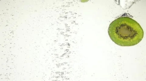 Kiwi splashing, slow motion Stock Footage 22243722