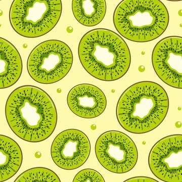 Kiwi summer seamless pattern in minimalistic style. Tropical exotic fruits Stock Illustration