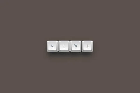 Kiwi text on a 3d keyboard button with shadow concept series 库存插图