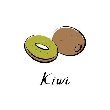 Kiwi vector cartoon flat illustration. Fresh fruit and vegetable logo Stock Illustration
