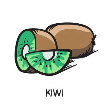 Kiwi vector hand drawn illustration icon doodle style Stock Illustration