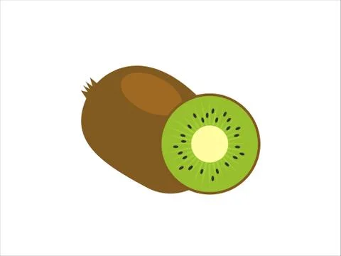 Kiwi, whole fruit and half.Summer fruits for healthy lifestyle. Stock Illustration