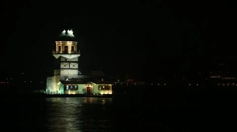Kız kulesi night Stock Footage 42576272