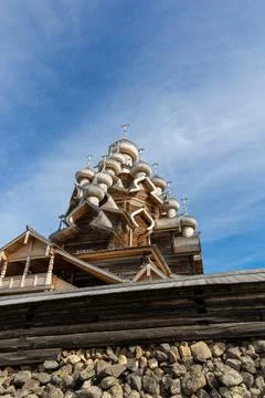 KIZHI, august, 2021Museum on Lake Onega wooden building of the Church of the Stock Photos