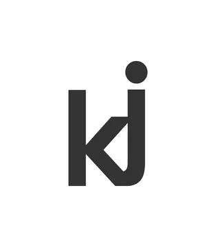 KJ creative geometric initial based modern and minimal logo. Letter k j tre.. 库存插图
