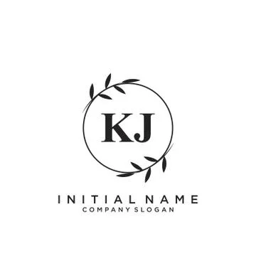KJ Initial handwriting logo design Stock Illustration