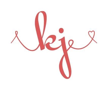KJ initial wedding monogram calligraphy vector illustration. Hand drawn let.. Stock Illustration