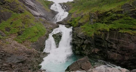 Kjosfossen waterfall in Myrdal Stock Footage 284351955