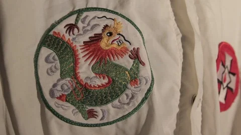 KKK Robe Dragon patch Closeup  Stock Footage 78951921