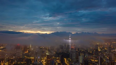 KL dramatiic low cloud Stock Footage 121861388
