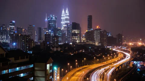 KL Skyline at Dusk Stock Footage 35415799