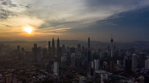 KL Sunrise from above Stock Footage 121862989