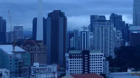 KL Tower 2 Tilt Up to Right Corner Stock Footage 145976284