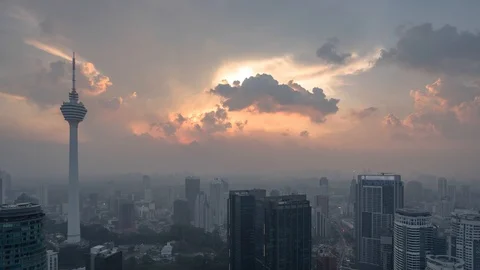KL Tower Sunset Timelapse Stock Footage 105155341