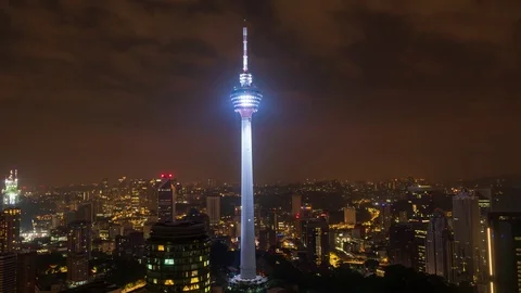 KL Tower timelapse night scene Stock Footage 111112736