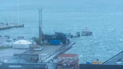 Klaipda, Lithuania - 2023.10.05 - Timelapse View of Klaipeda port during a storm Stock Footage 253664386