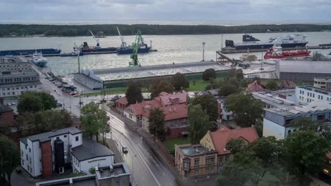 Klaipda, Lithuania - 2023.10.05 - Timelapse View of Klaipeda port during a storm Stock Footage 253664563
