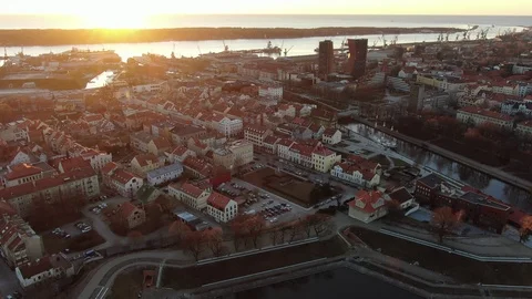 Klaipeda city in evening Stock Footage 103538838