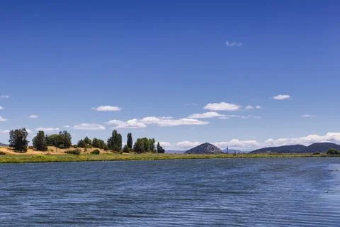 Klamath River in Keno where the Applegate Trail traveled through in  Oregon.. Stock Photos