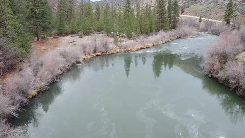 Klammath River Drone Shot Stock Footage 146102813