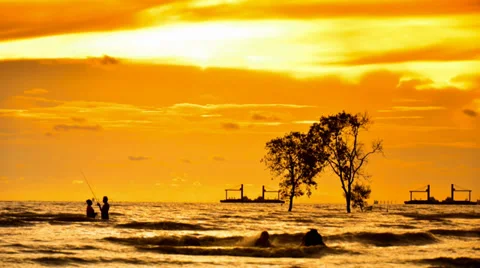 Klanang Beach Sunset Time Lapsed Stock Footage 32324826