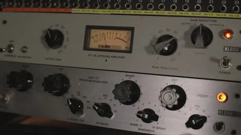 Klark Teknik KT-2A and EQP-KT Rack — Wide Angle with Active VU Meter Stock Footage 335161343