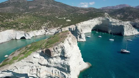Kleftiko Bay Milos Greece Stock Footage 221756065