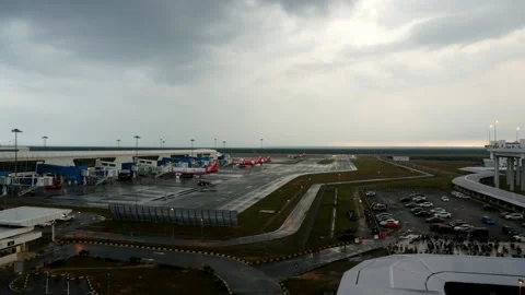 KLIA 2 Time Lapse Raining 2 still Stock Footage 145401193