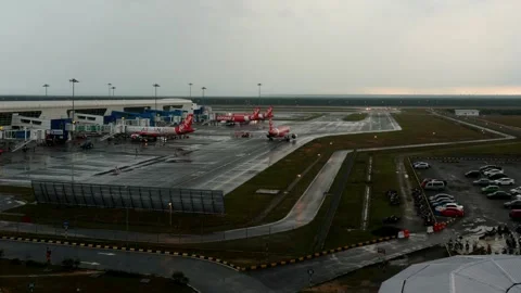 KLIA 2 Time Lapse Raining 3 Upward Stock Footage 145401243