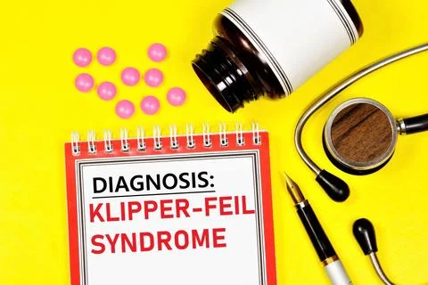Klipper-feil sindrome. Text label for a medical diagnosis. Stock Photos