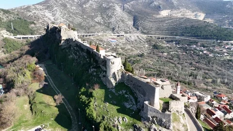 Klis Fortress from Above: A Drone's Perspective Stock Footage 265149923