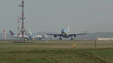 KLM A330 airplane on take off Stock Footage 46000394