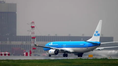 KLM Boeing 737-800 PH-BXB on Runway Lineup Before Departure Stock Footage 345275156