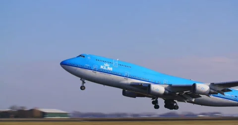 KLM Boeing 747 Taking Off Stock Footage 145325371