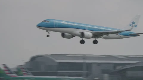 KLM Cityhopper Embraer E190STD Landing at Dublin Airport Stock Footage 276676895