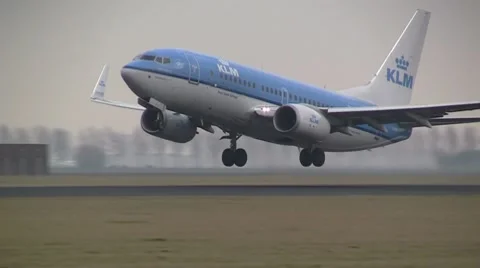 KLM Commercial plane takes off Stock Footage