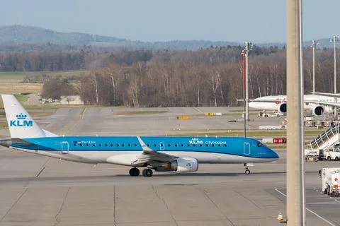 KLM Embraer E190-STD jet in Zurich in Switzerland Stock Photos