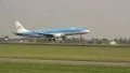 KLM plane landing on cloudy day HD Footage