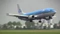 KLM plane lands, gear close-up HD Footage