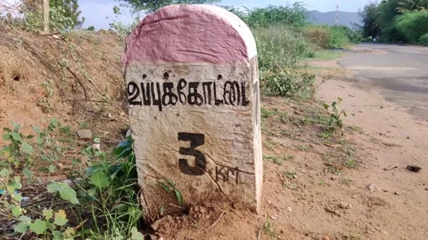 Km sign in INDIA Stock Footage 155778337