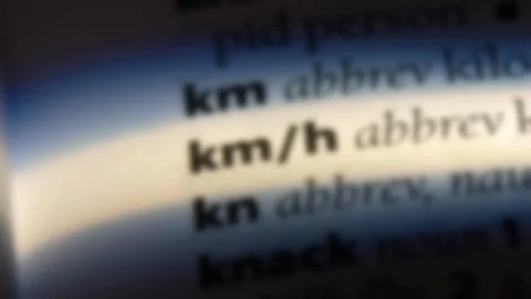 Kmh word in a dictionary. Stock Footage 99561954