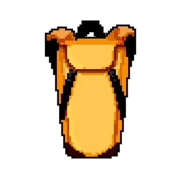 Knapsack backpack camp game pixel art vector illustration Stock Illustration