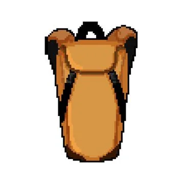 Knapsack backpack camp pixel art vector illustration Stock Illustration
