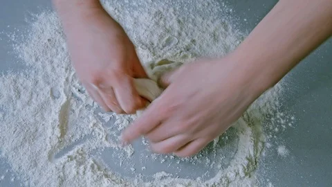 Knead and roll dough for pizza Stock Footage