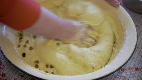 Knead the dough on the Easter cake Video stock 150690544