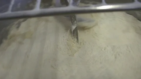 Knead the dough in the mixer Stock Footage 81284283