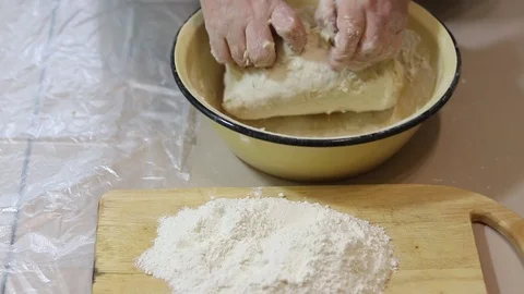 Knead the dough with your hands. Stock Footage 126362297