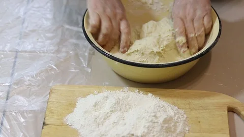 Knead the dough with your hands. Stock Footage 126362301