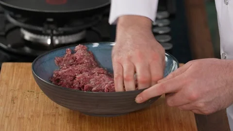 To knead ground beef Stock Footage 183567593
