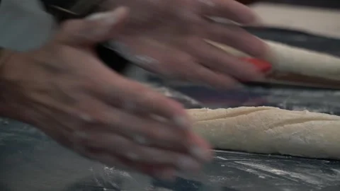 Kneading Dough in Bakery Stock Footage 317472626
